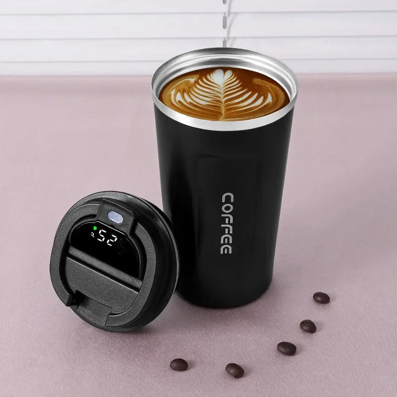 380/510Ml Thermos Coffee Mug Stainless Steel Coffee Cup Temperature Display Vacuum Flask Thermal Tumbler Insulated Water Bottle