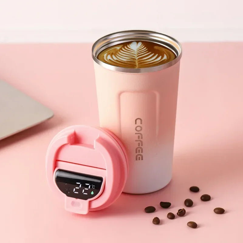 380/510Ml Thermos Coffee Mug Stainless Steel Coffee Cup Temperature Display Vacuum Flask Thermal Tumbler Insulated Water Bottle
